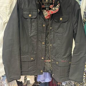 Barbour Black Utility Jacket with Patterned Lining